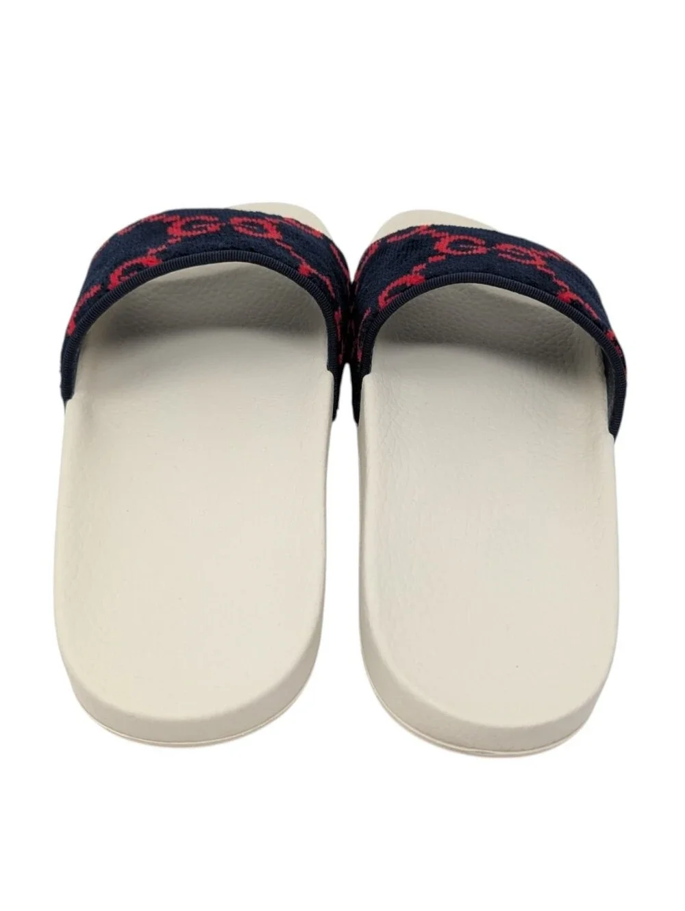 Gucci Navy/Red Monogram Terry Cloth Velvet Slide Sandals Size EU 38